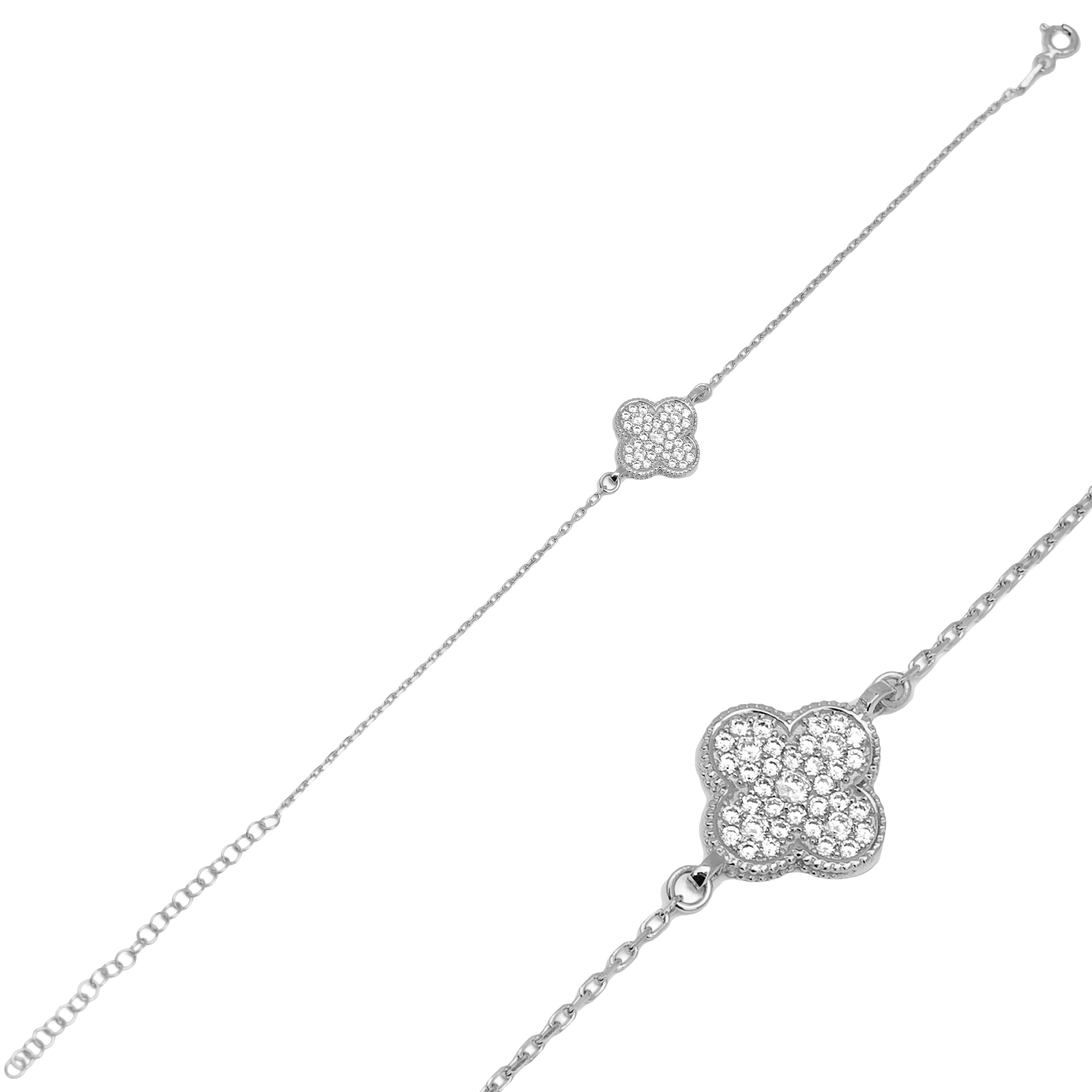 Bracelet avec trèfle et zirconium