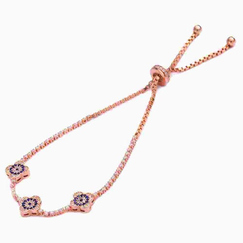 Bracelet avec trèfles et evil eye avec saphir