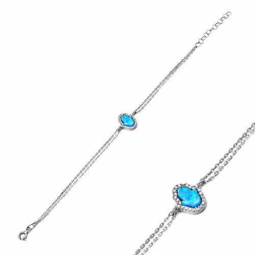 Bracelet main de fatma en turquoise et zirconium