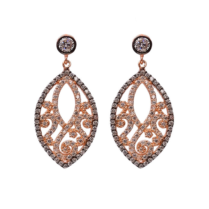 Boucles d'oreilles Arabesque en zirconium blanc et noir