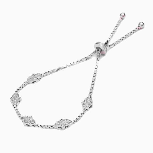 Bracelet 5 "Main de Fatma" en argent et zirconium