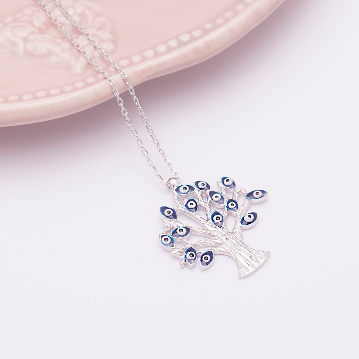 Collier pendentif "Arbre de vie" avec "Evil Eye"