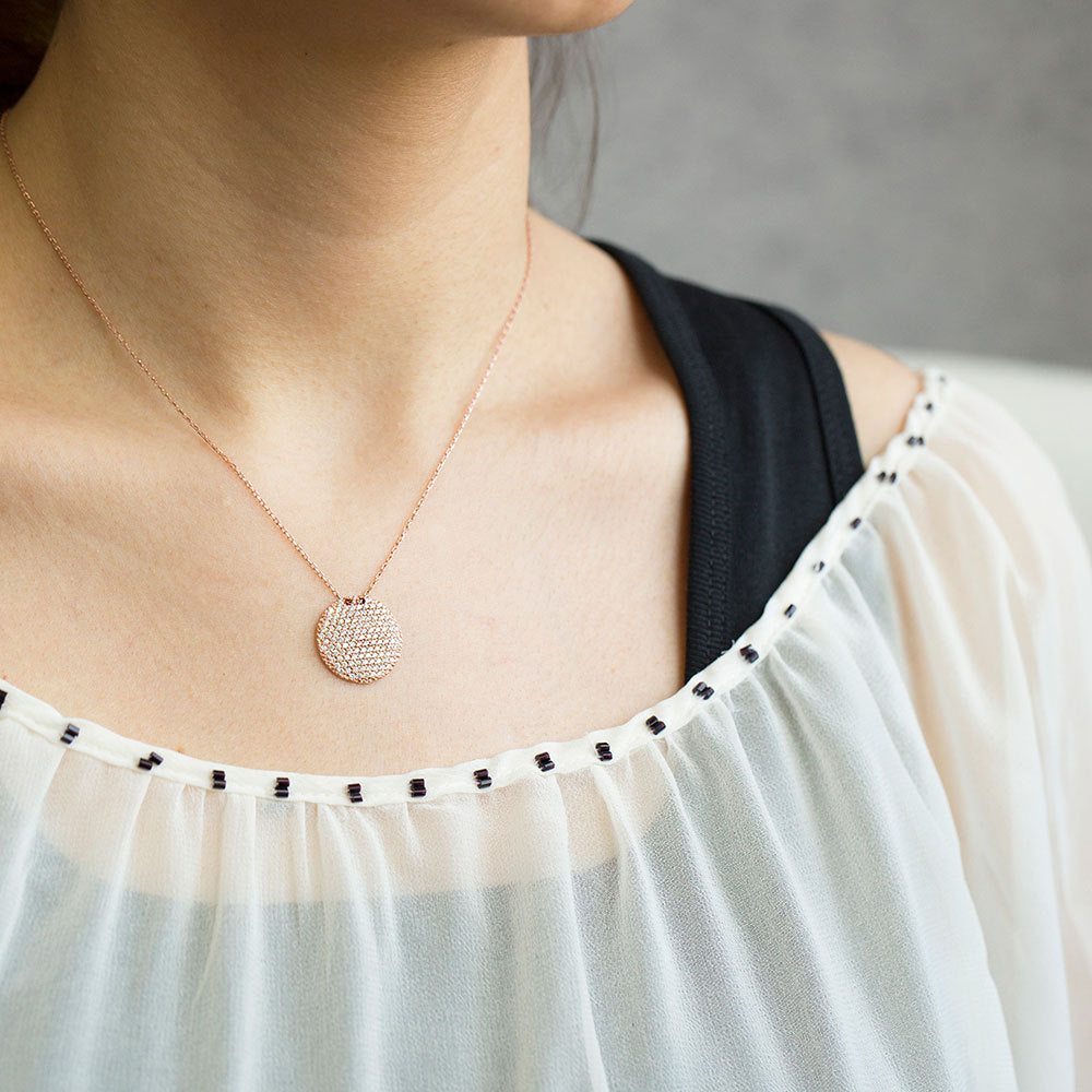 Collier pendentif "Pleine Lune" pavé