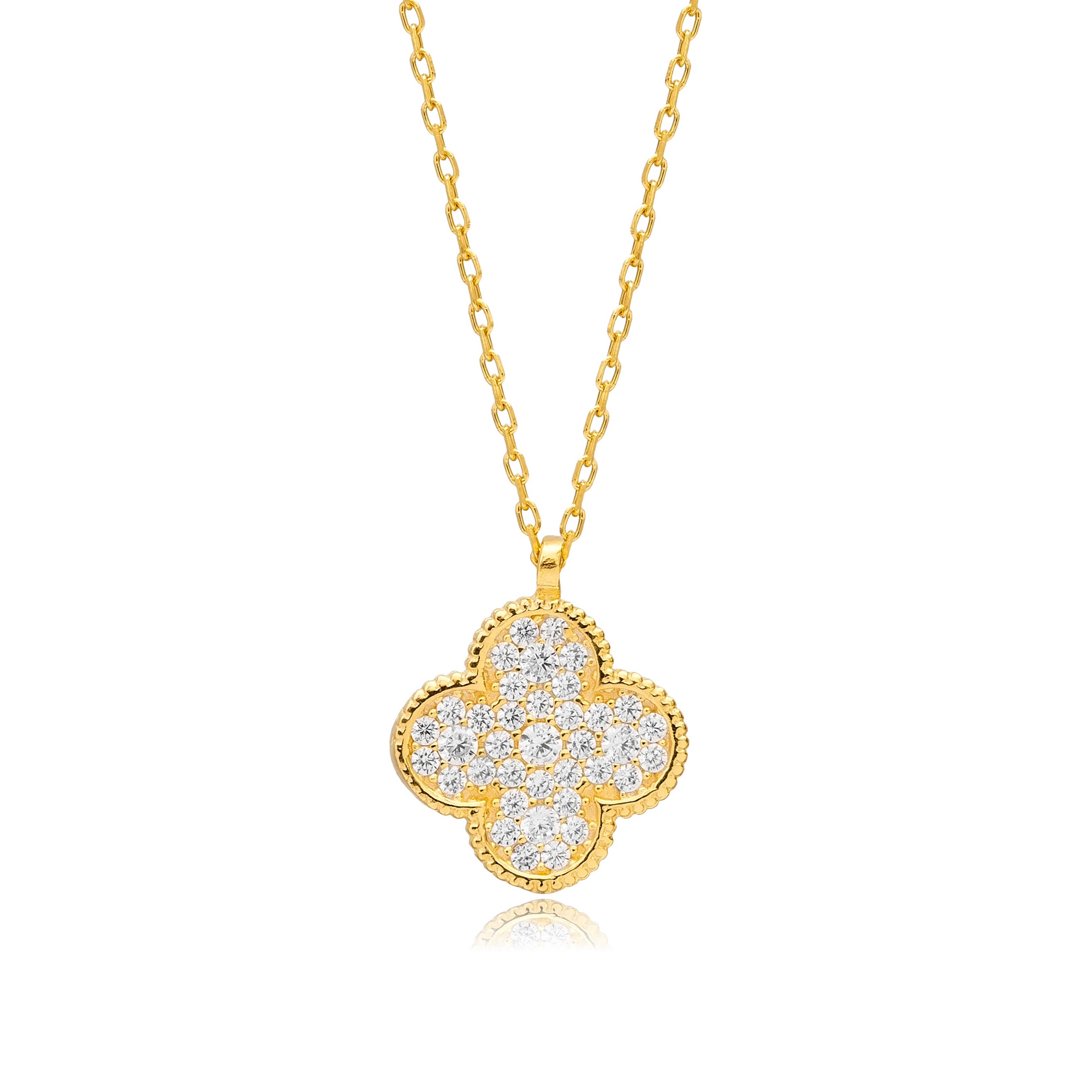 Collier pendentif Trèfle en zirconium