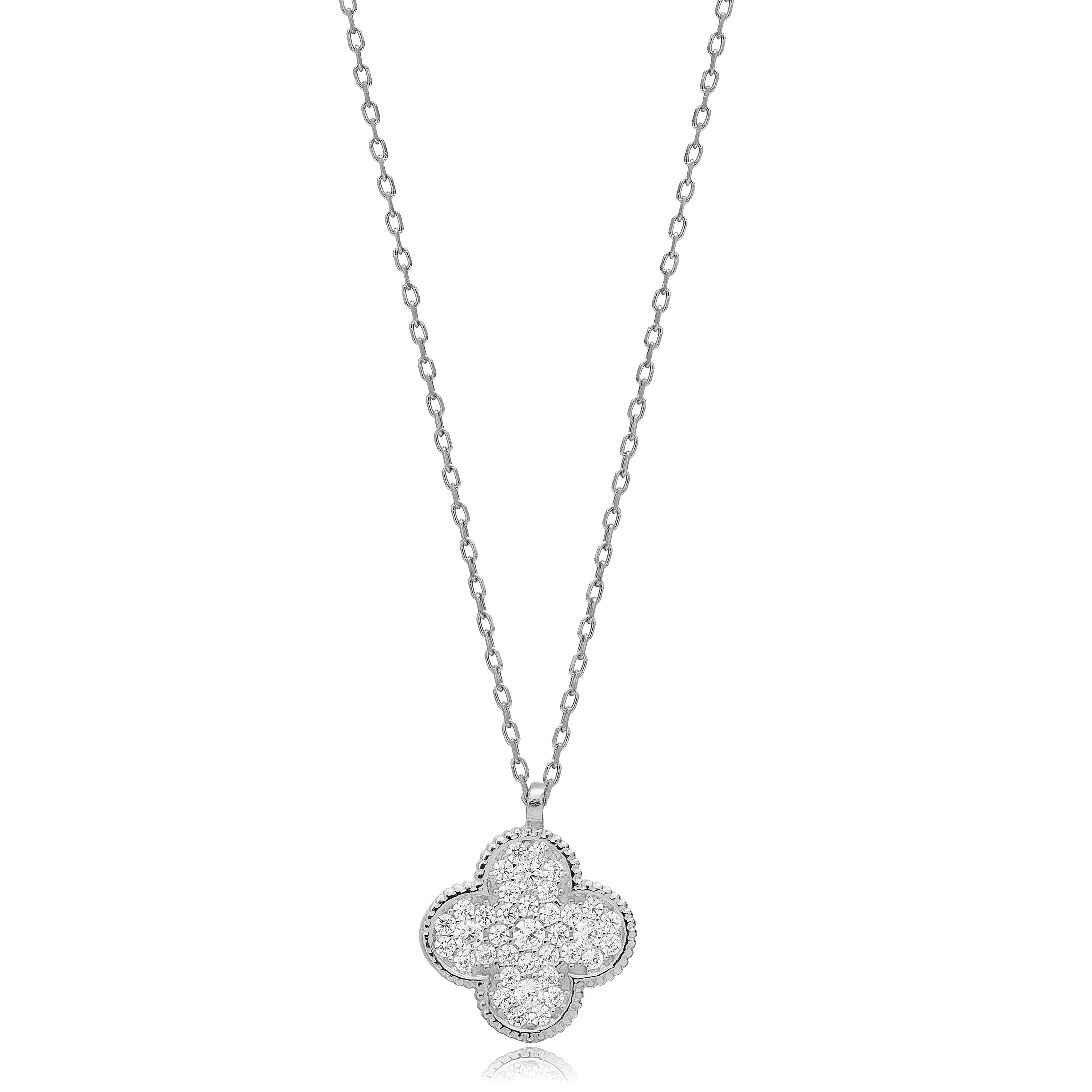 Collier pendentif Trèfle en zirconium