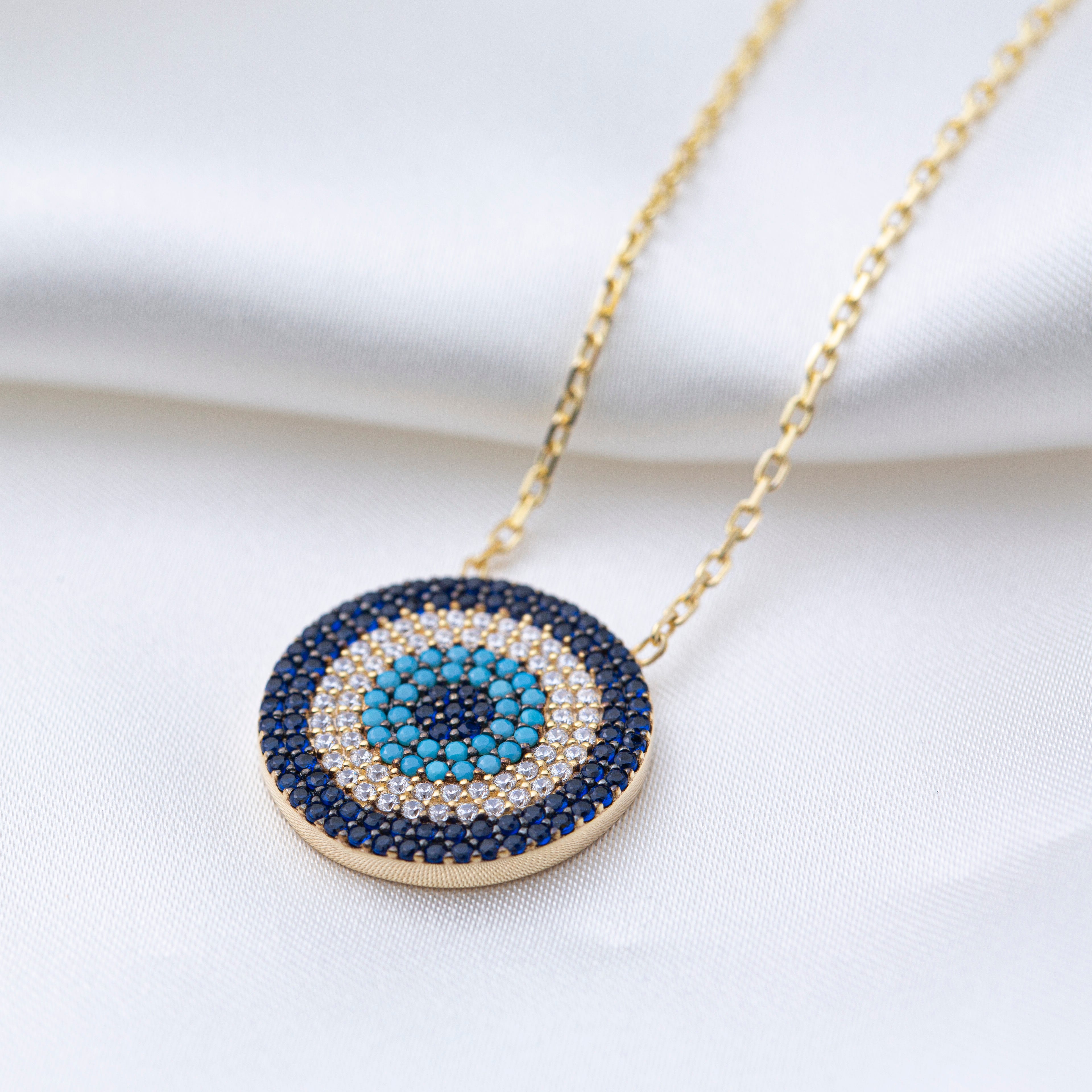 Collier "Evil Eye" en argent massif plaqué or