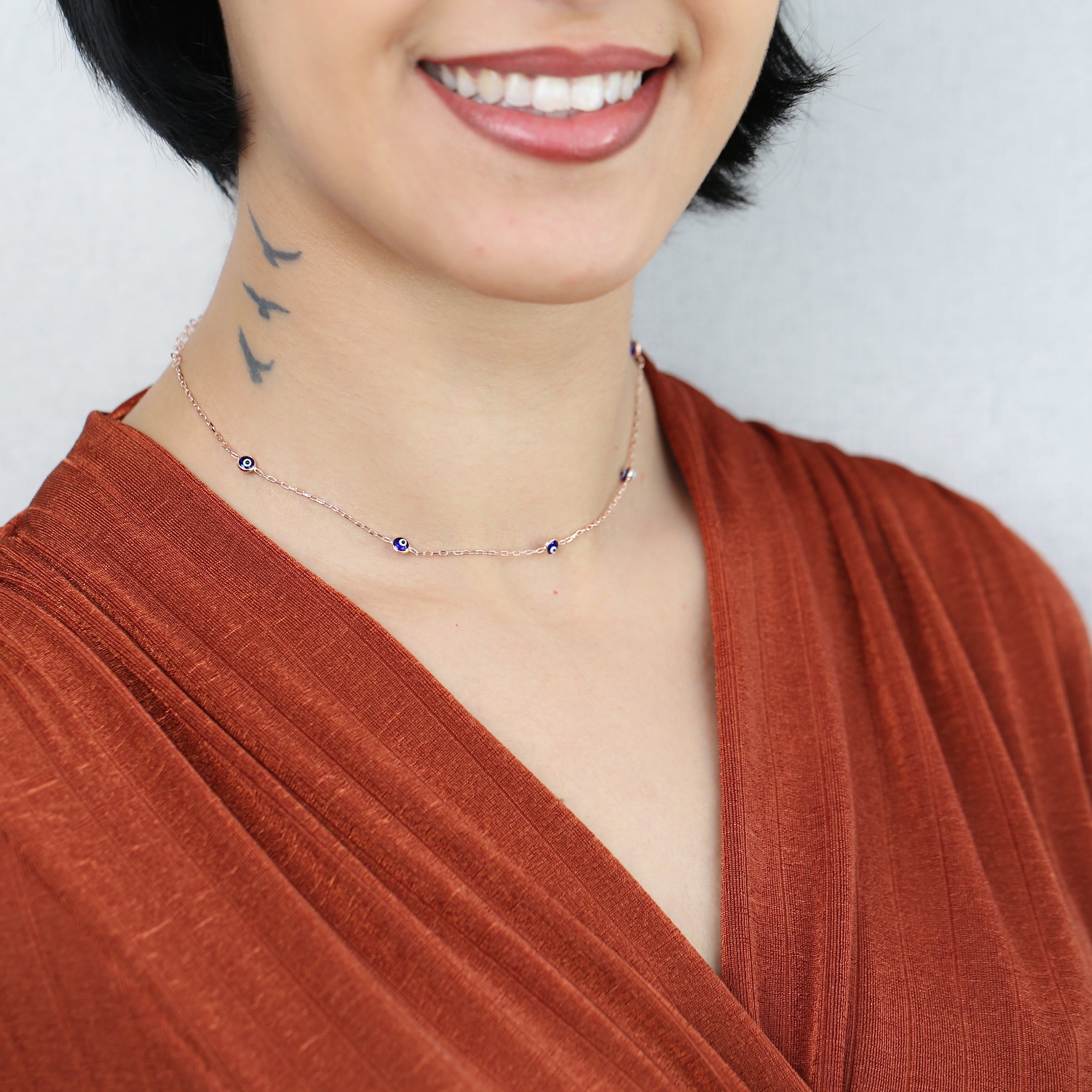 Collier ras de cou perlés "Evil Eye"