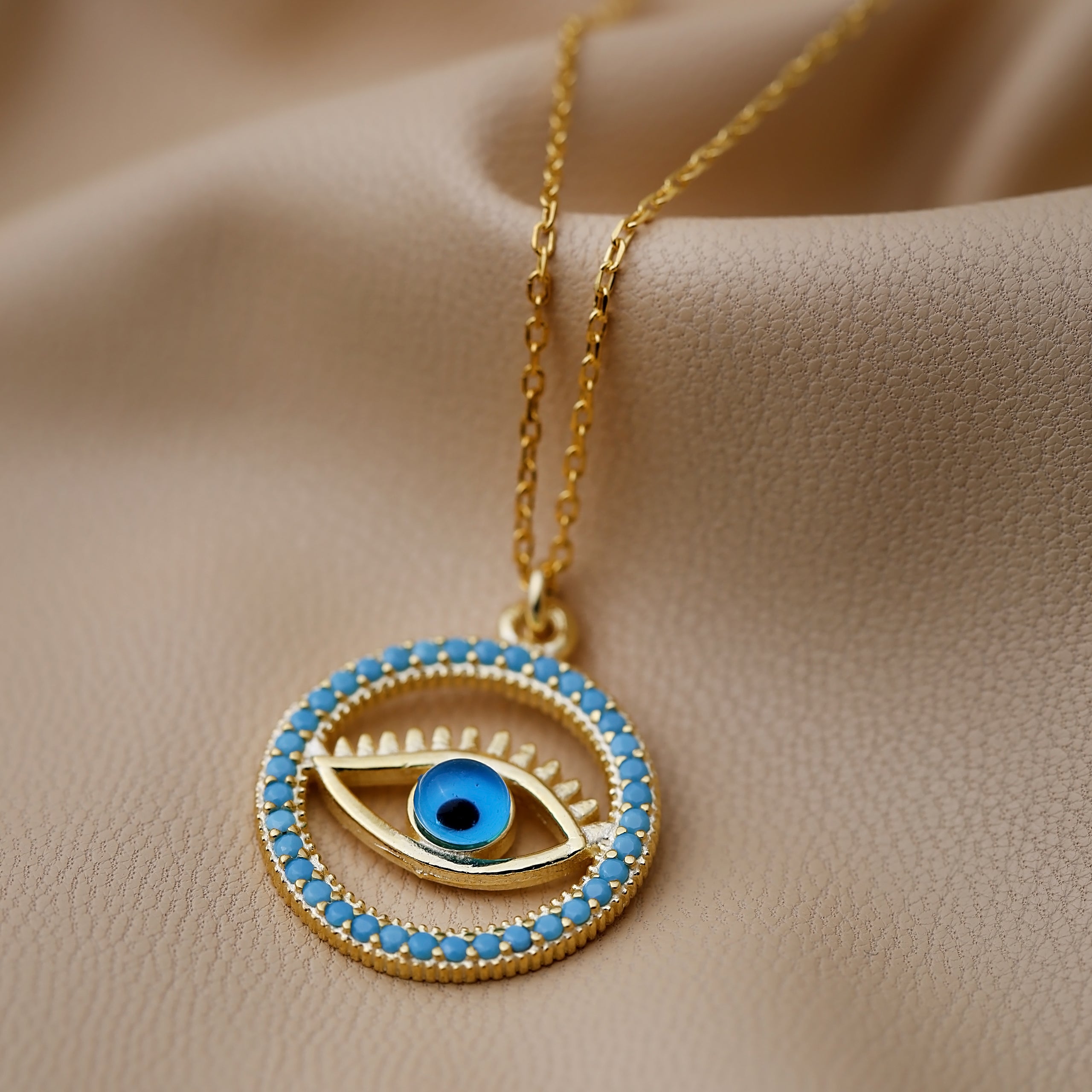 Collier pendentif "Evil Eye" en turquoise