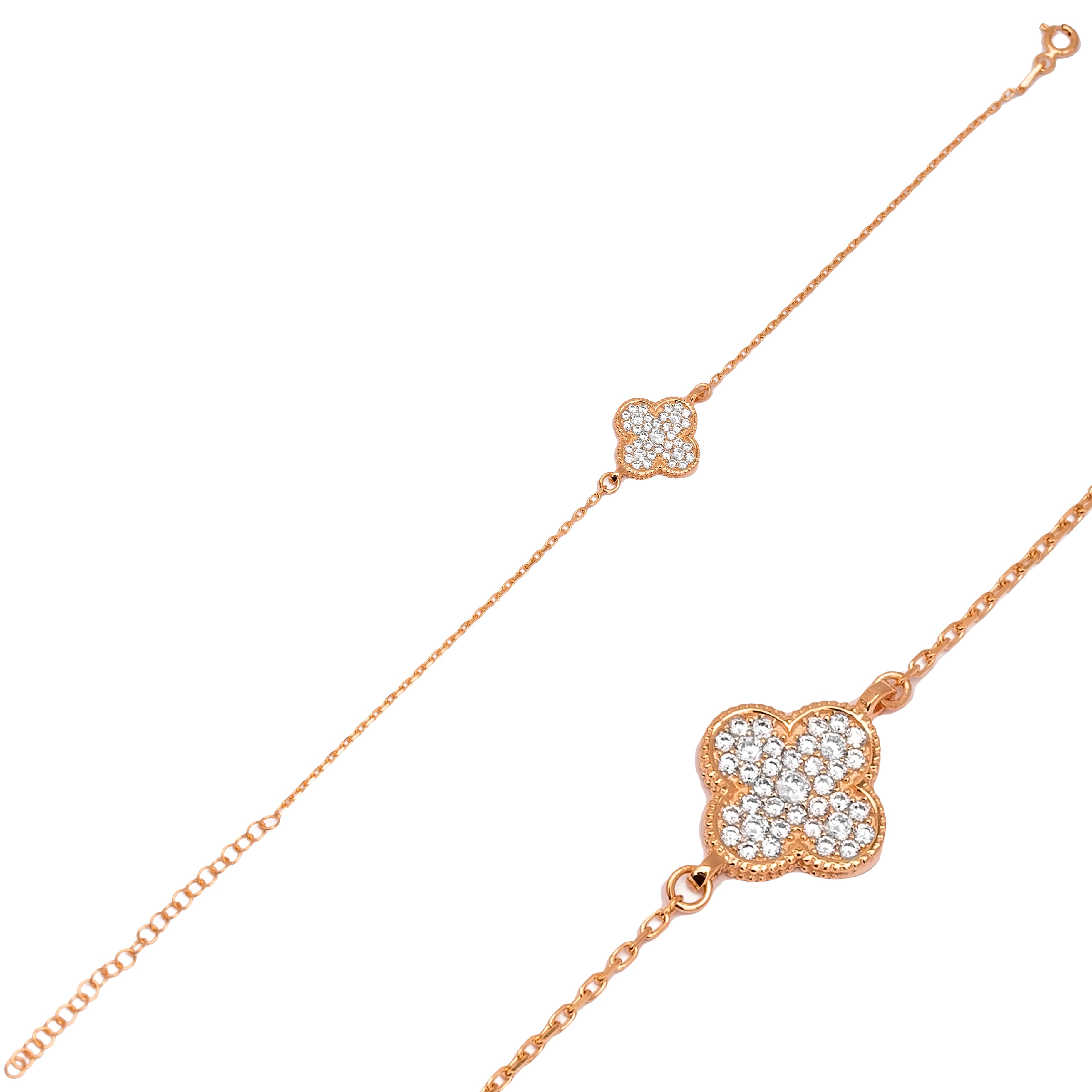 Bracelet avec trèfle et zirconium