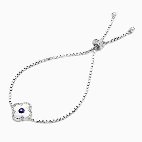 Bracelet Trèfle en nacre avec perle Evil Eye
