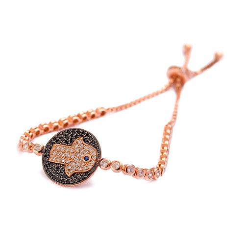 Bracelet Main de Fatma en zirconiums et saphir