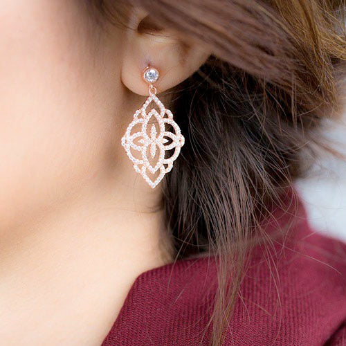 Boucles d'oreilles Arabesque en zirconium blanc