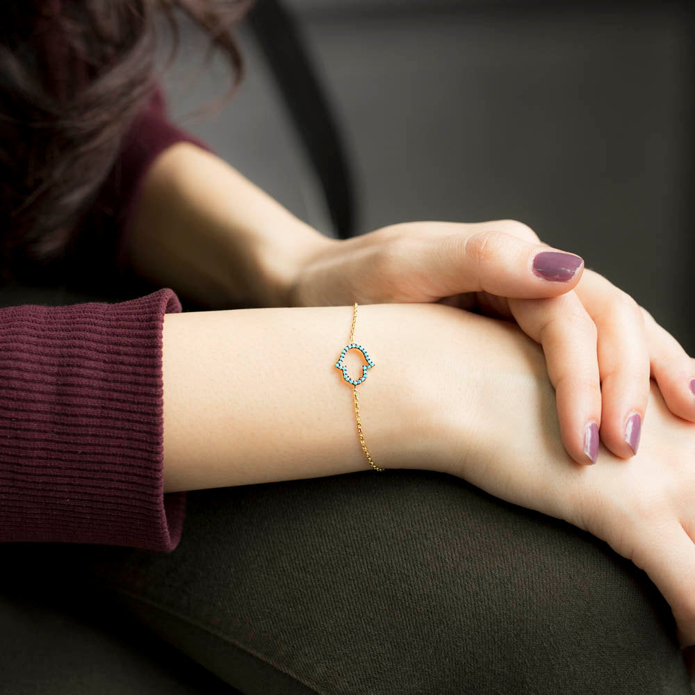 Bracelet Petite Main de Fatma en turquoise