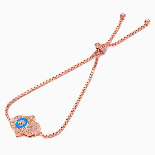 Bracelet "Main de Fatma" émail turquoise et pavé zirconium