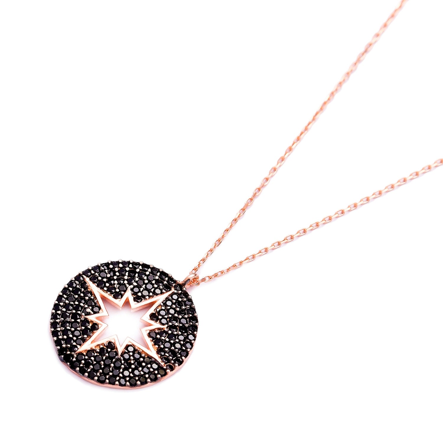 Collier pendentif "Etoile" noir