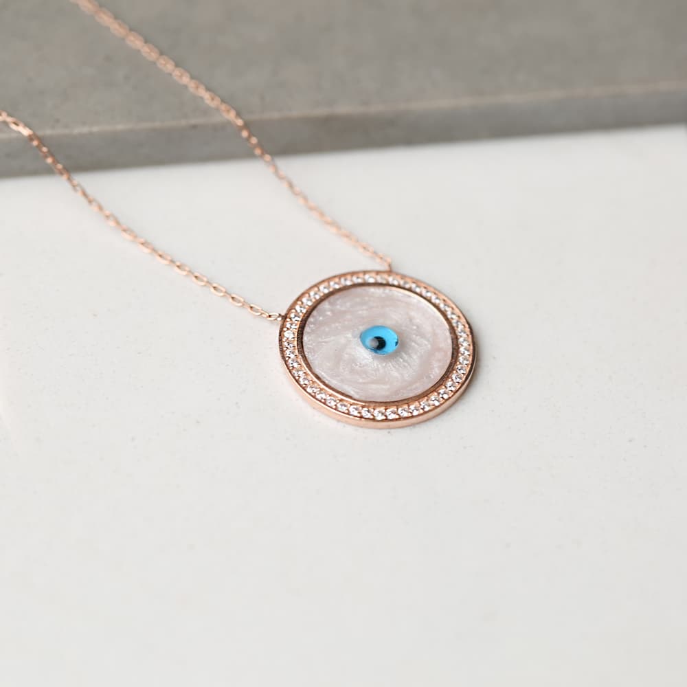 Collier raffiné "Evil Eye" en nacre et zirconium - KAZAAR JOAILLERIE