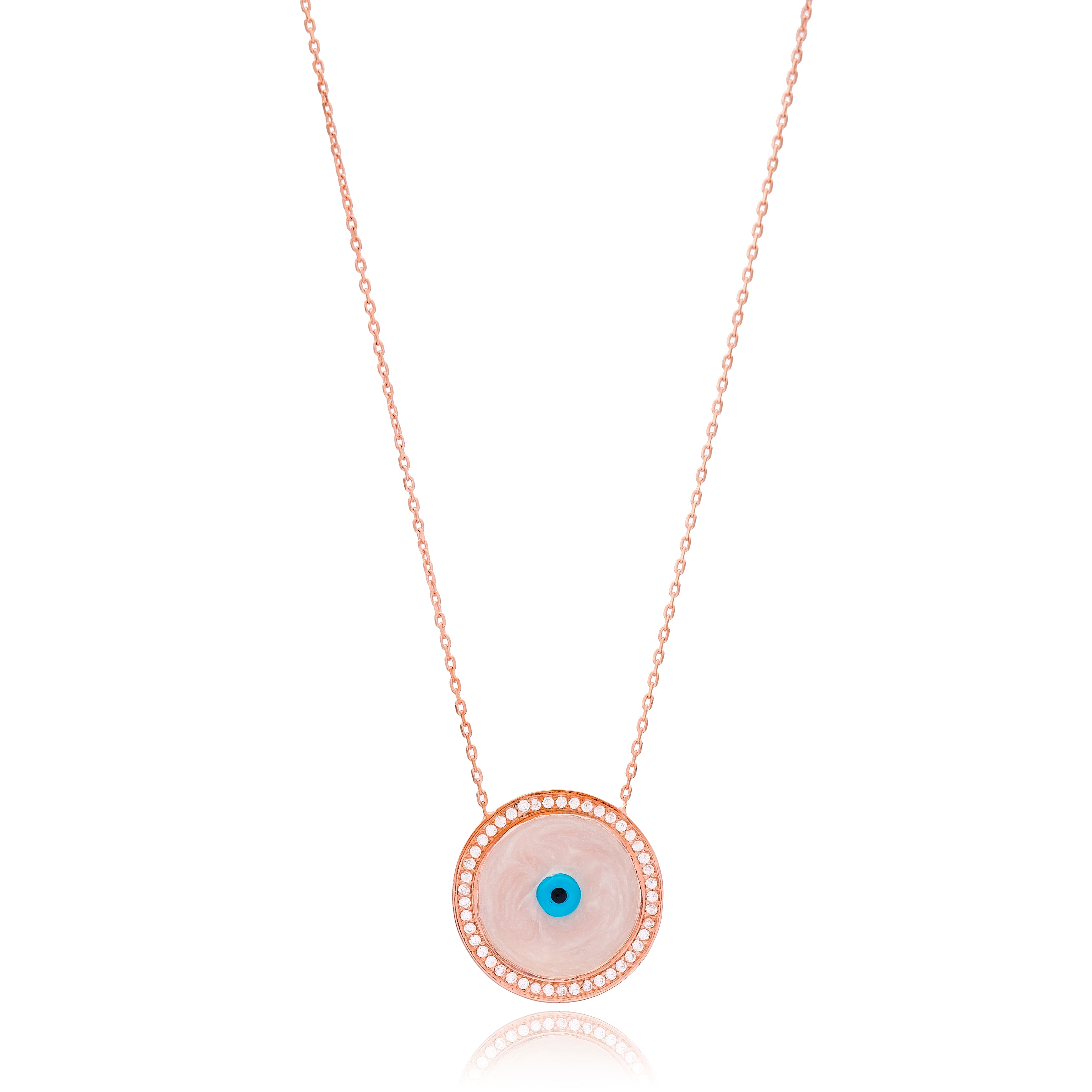 Collier raffiné "Evil Eye" en nacre et zirconium