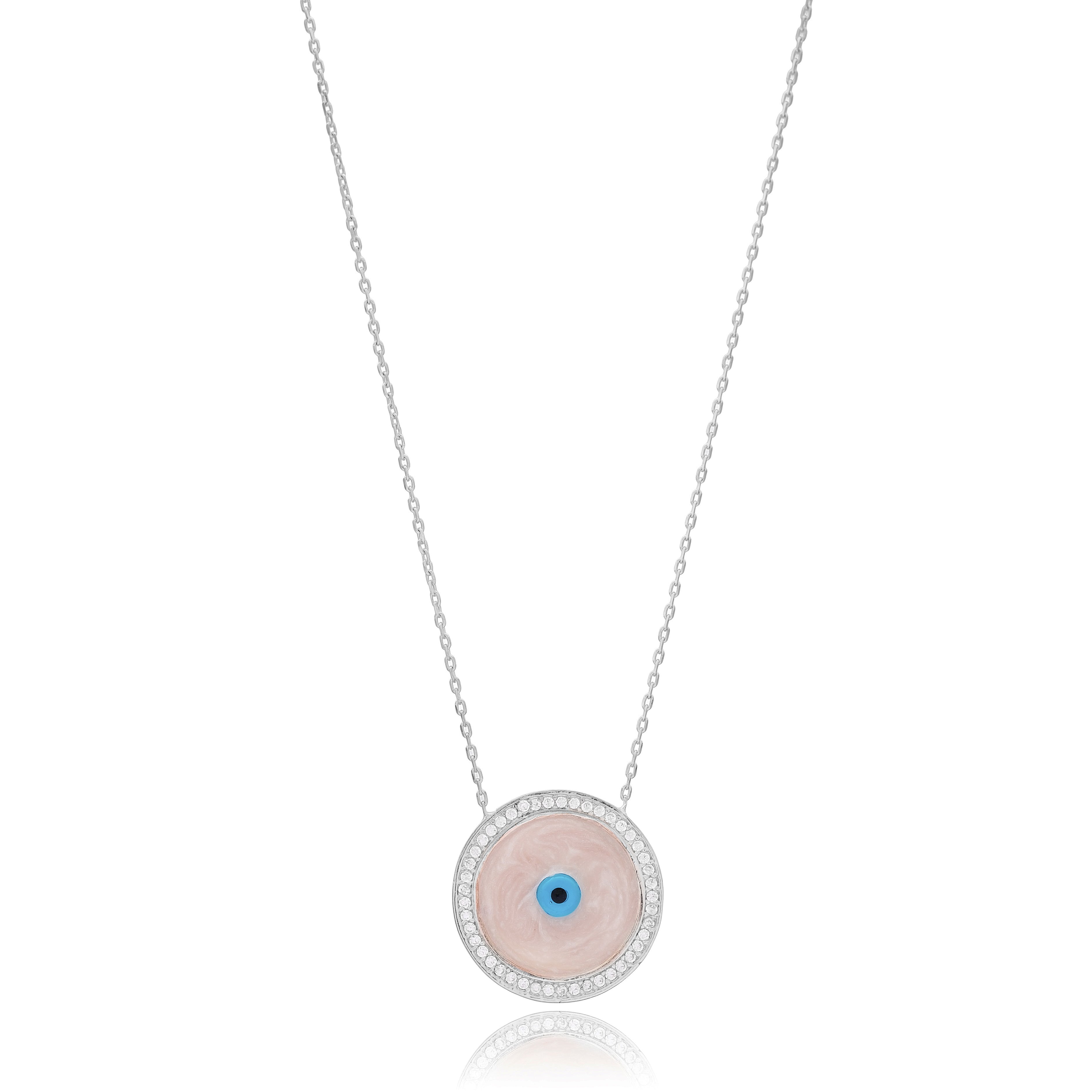 Collier raffiné "Evil Eye" en nacre et zirconium
